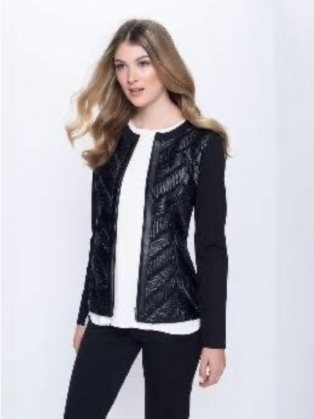 Picadilly Jacket Black Zip Front.
